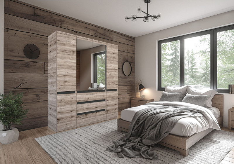 BS-180 gardrób 3 fiókkal, tükörrel